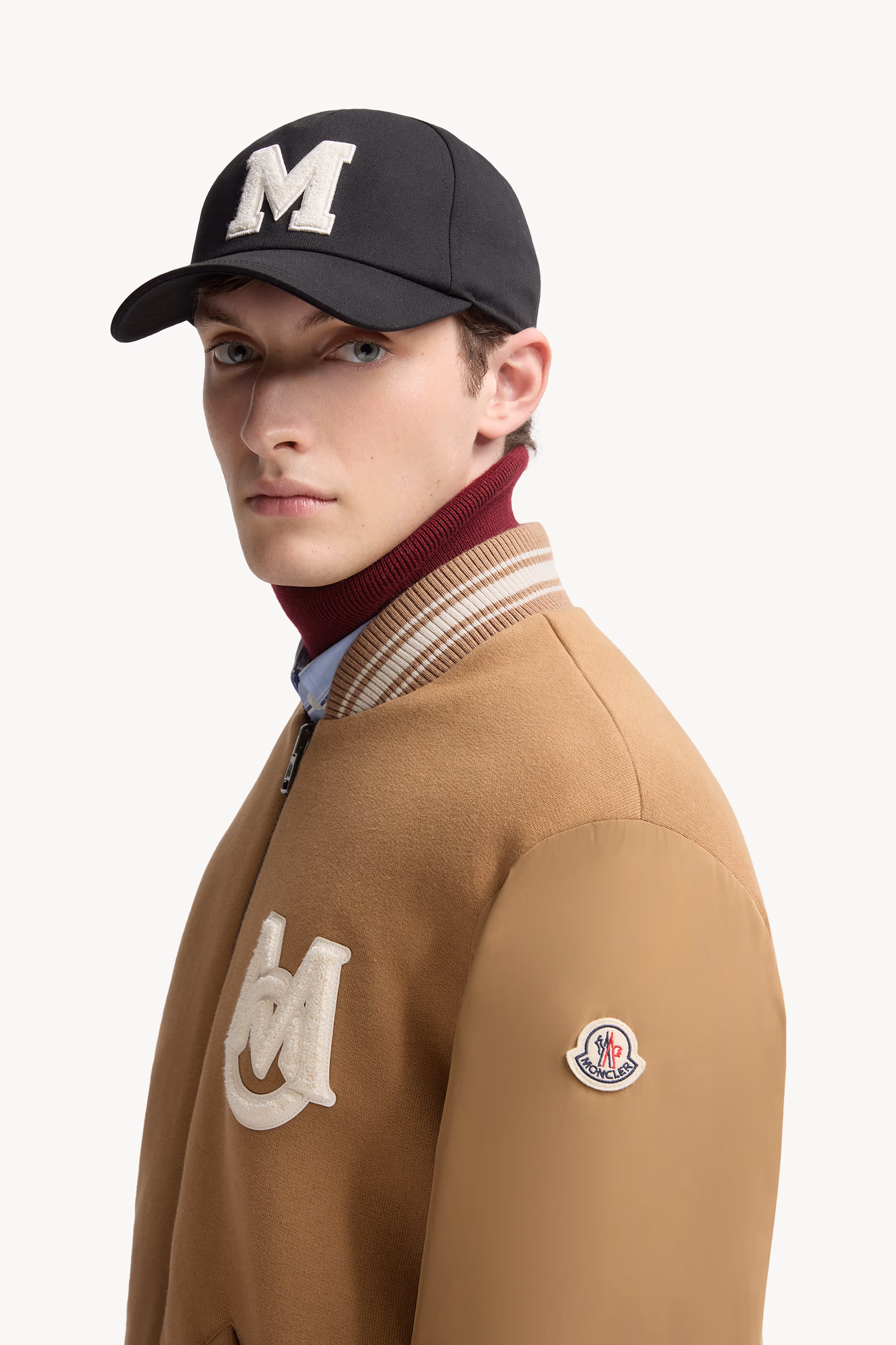 Monogram Cotton Gabardine Baseball Cap Men Black Moncler 2